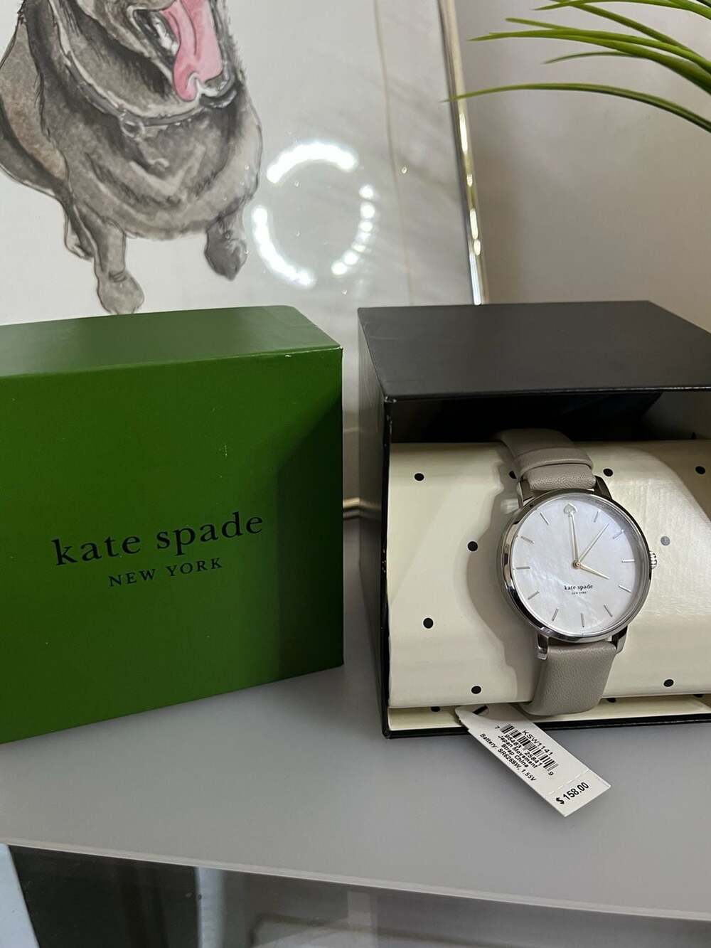 Kate Spade New York Metro Clocktower Gray Leather Strap Watch KSW1141